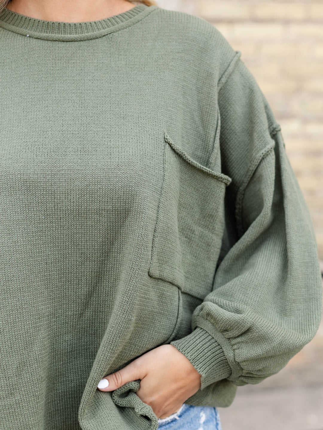 Oversize Front Pocket Sweater TopSweaters