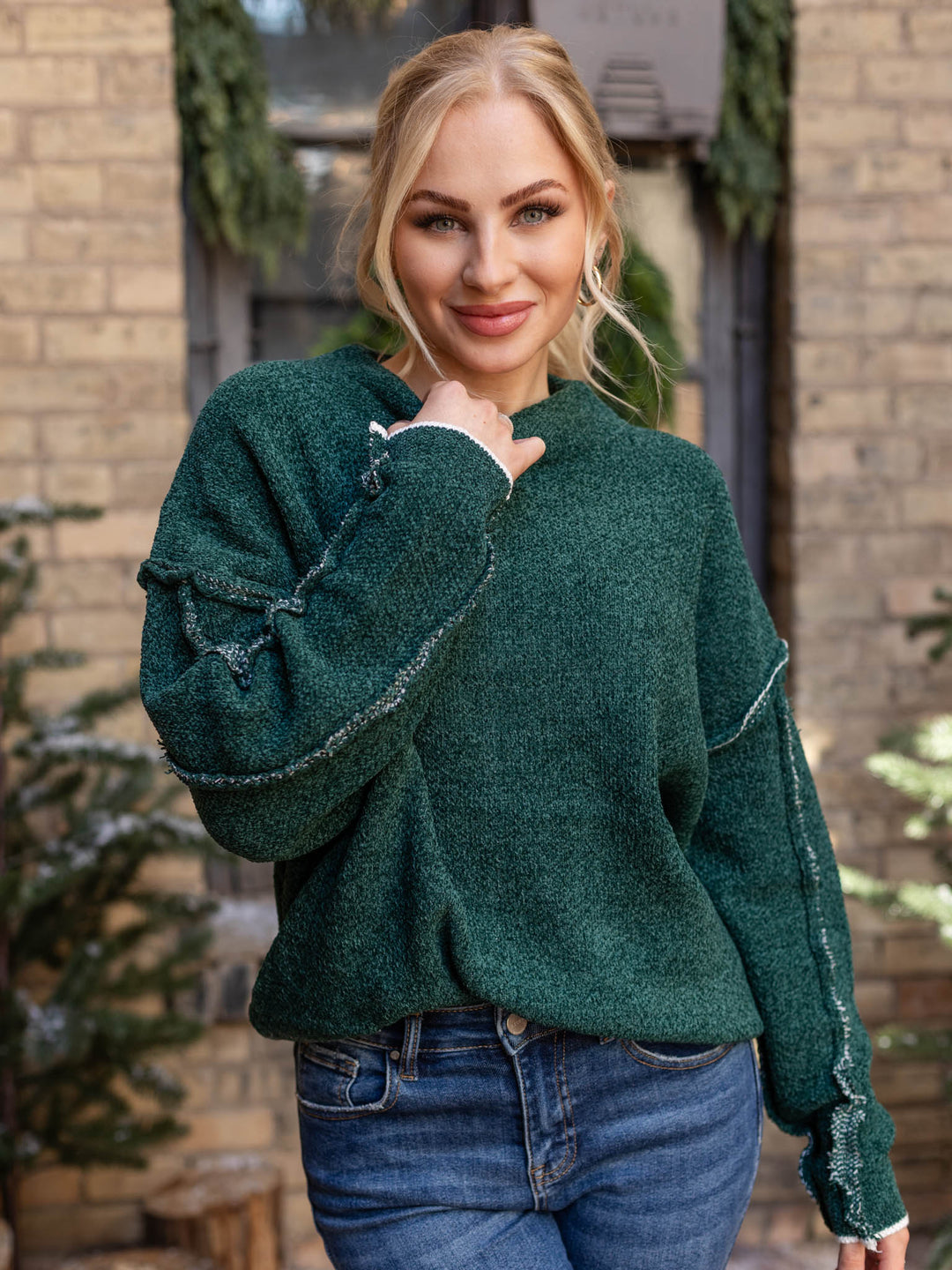 Oversized Mock Neck Chenille SweaterSweaters