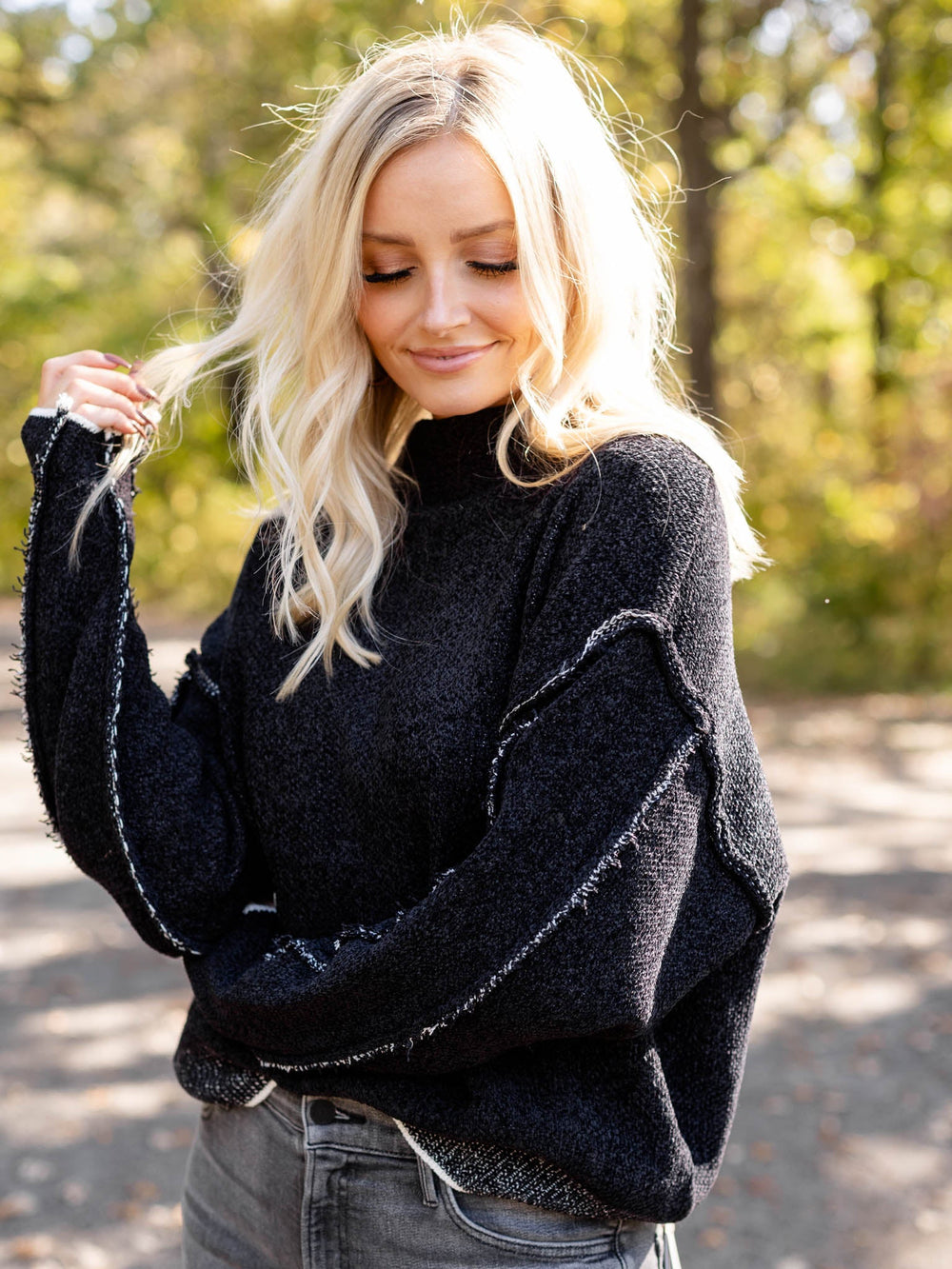 Oversized Mock Neck Chenille SweaterSweaters