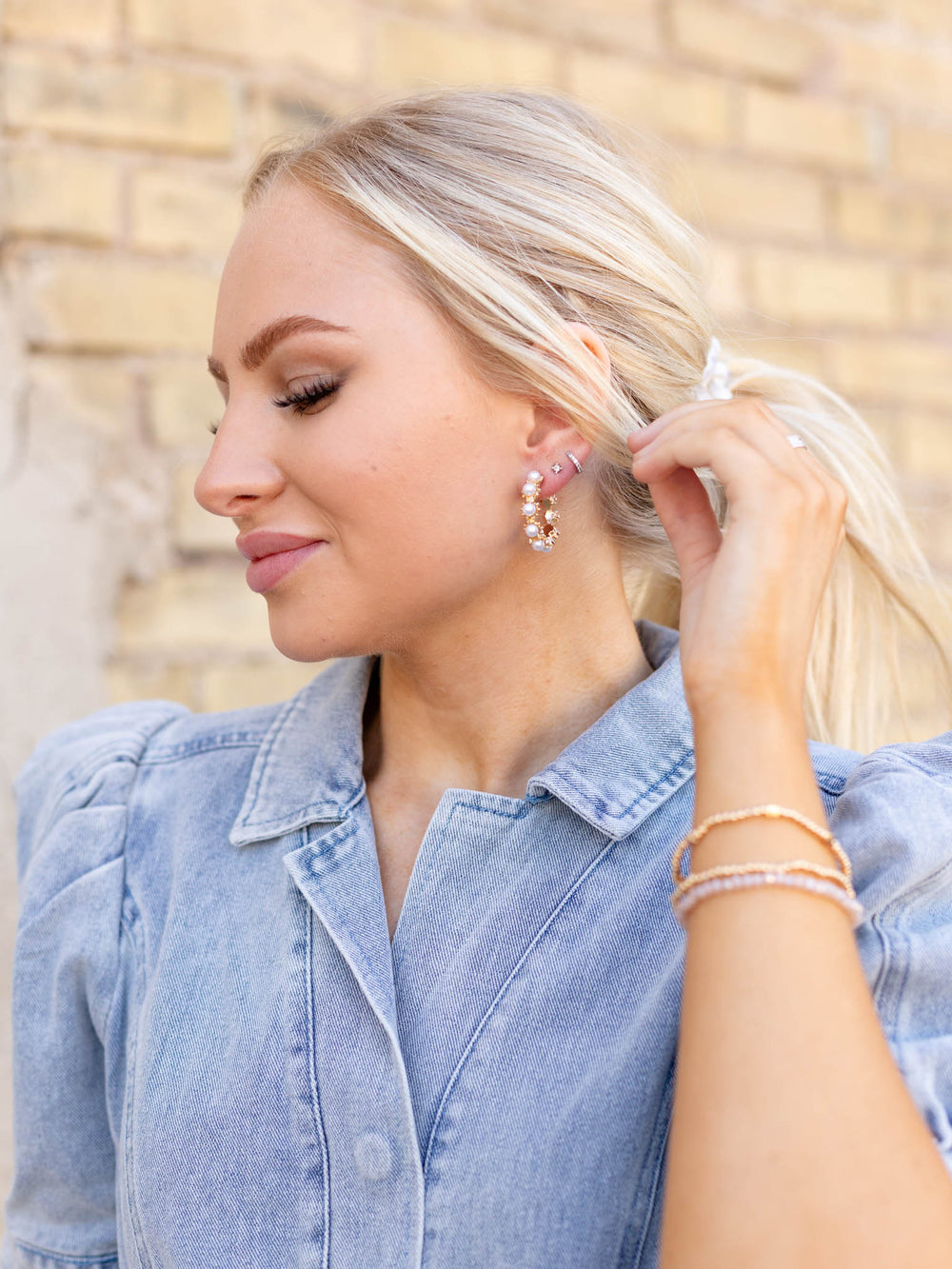 Pearl - Studded Hoop EarringsEarrings