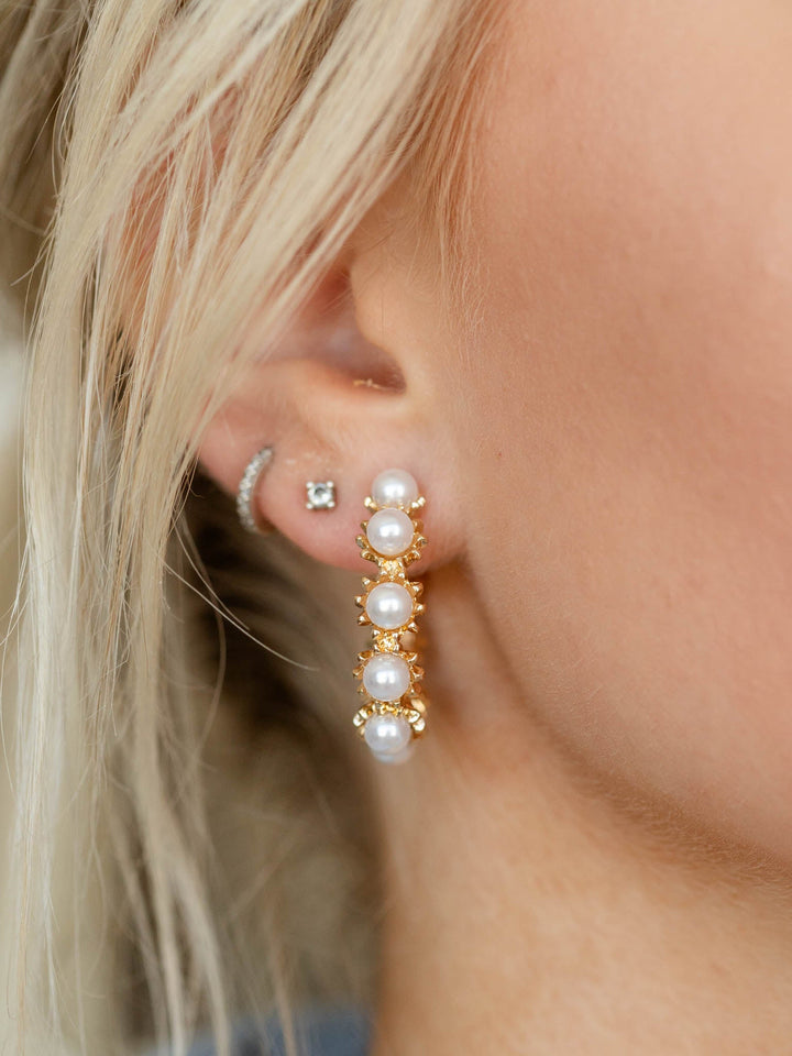 Pearl - Studded Hoop EarringsEarrings