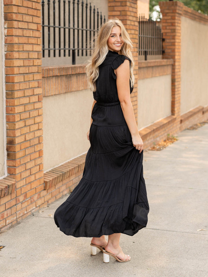 PINCH Satin Tiered Maxi DressDress