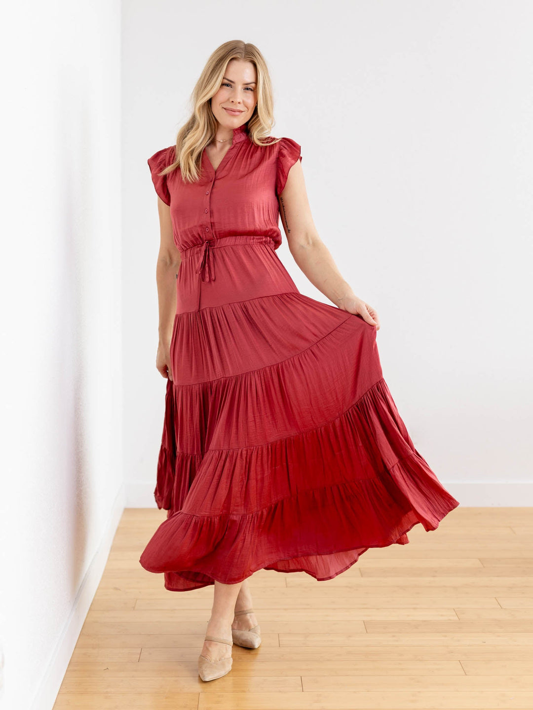 PINCH Satin Tiered Maxi DressDress