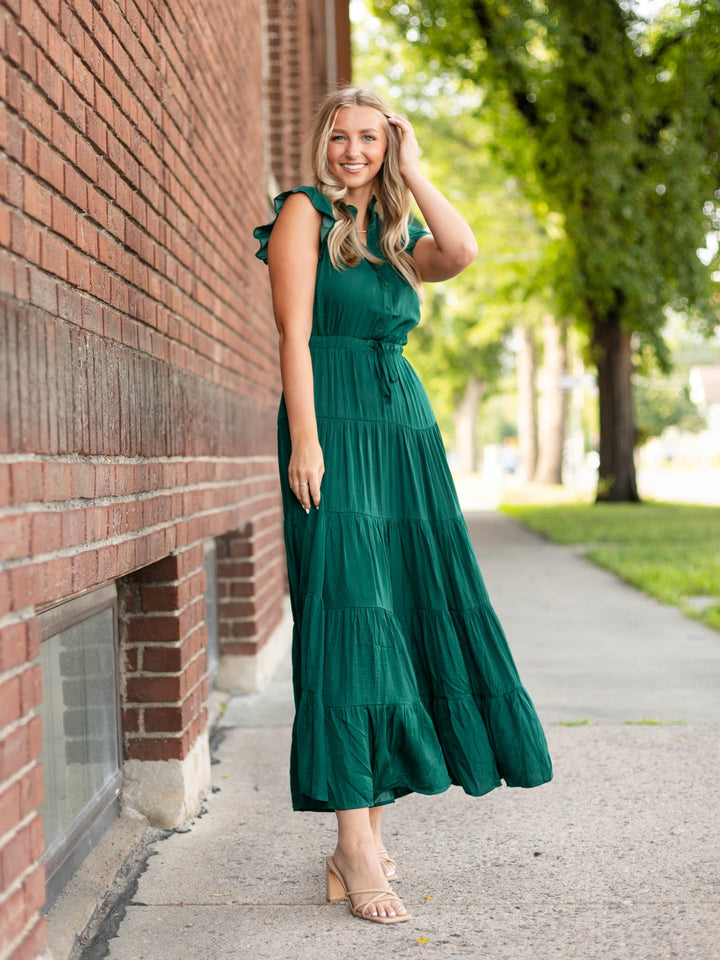 PINCH Satin Tiered Maxi DressDress