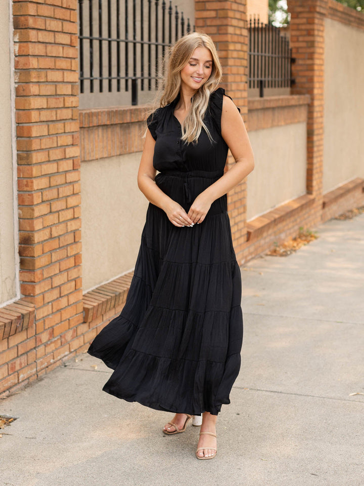 PINCH Satin Tiered Maxi DressDress