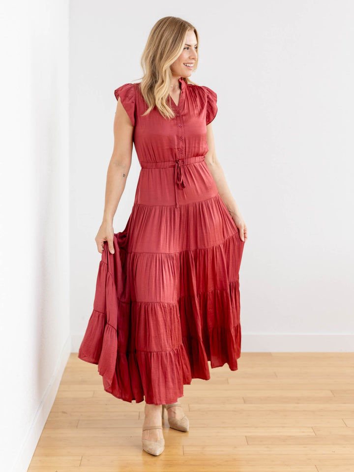 PINCH Satin Tiered Maxi DressDress