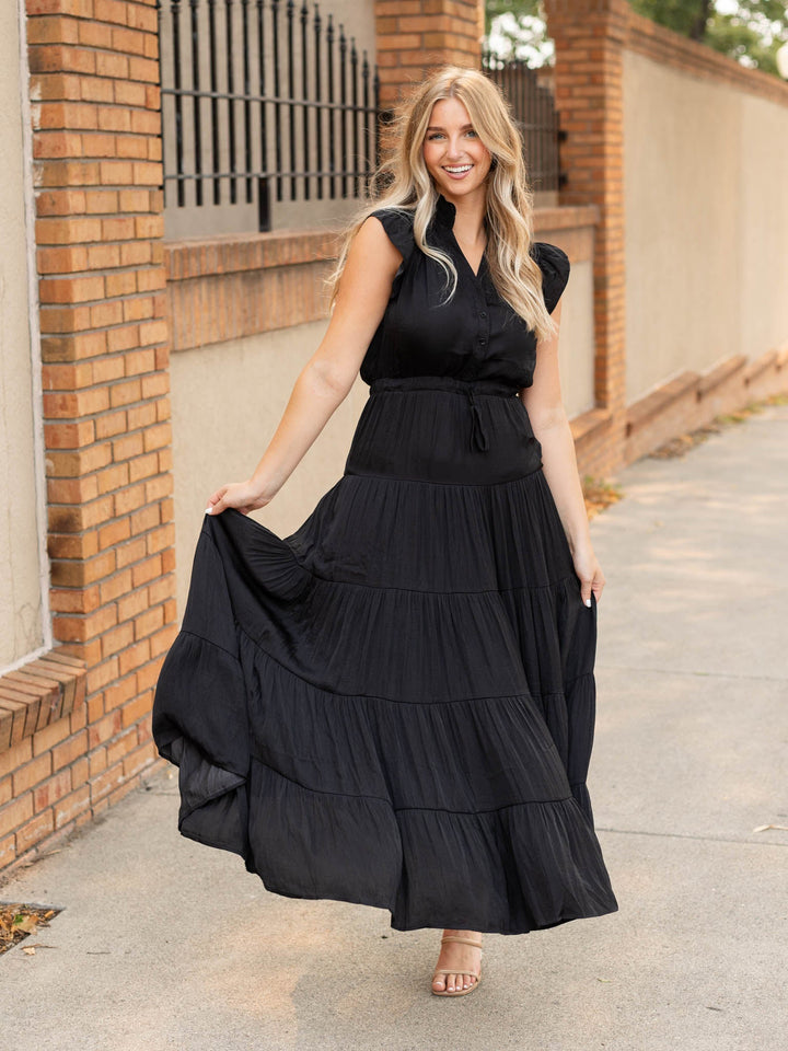 PINCH Satin Tiered Maxi DressDress