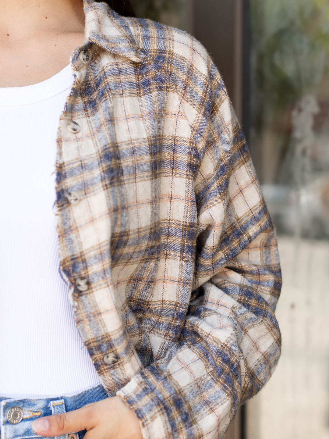 Plaid Raw Edge ShirtWoven tops