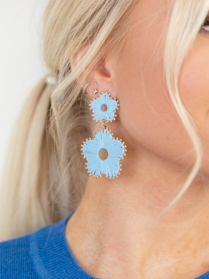 Raffia Wrapped Flower EarringEarrings