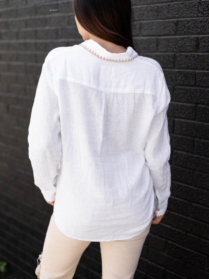 Rails White Blanket Stitch Charli TopWoven tops