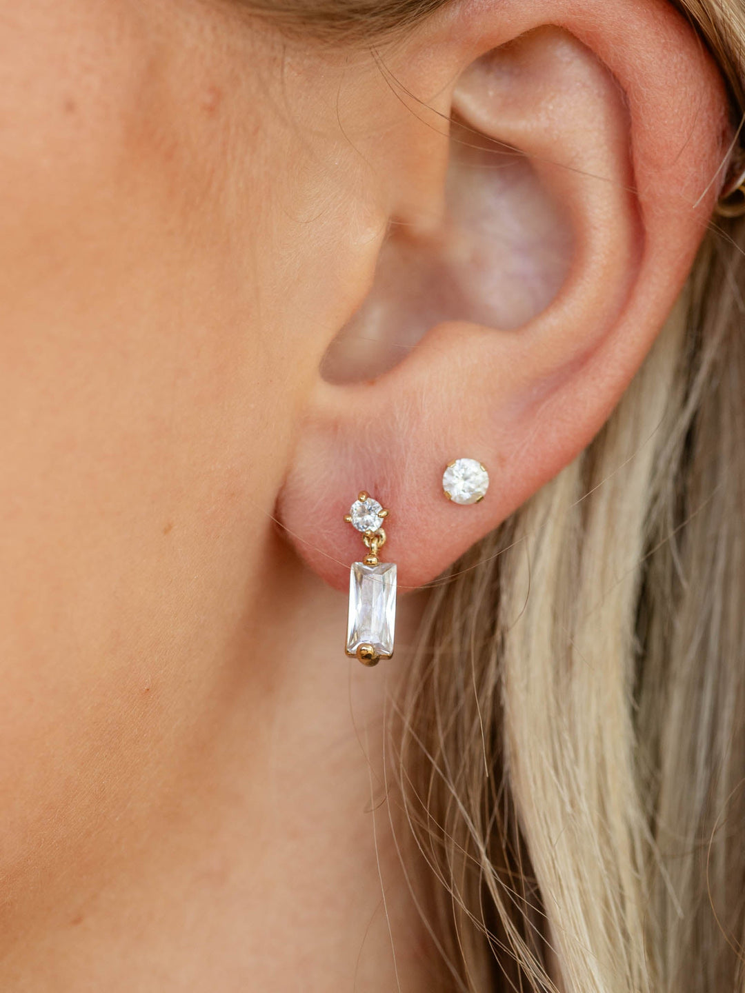 Rectangle CZ Dainty EarringEarrings