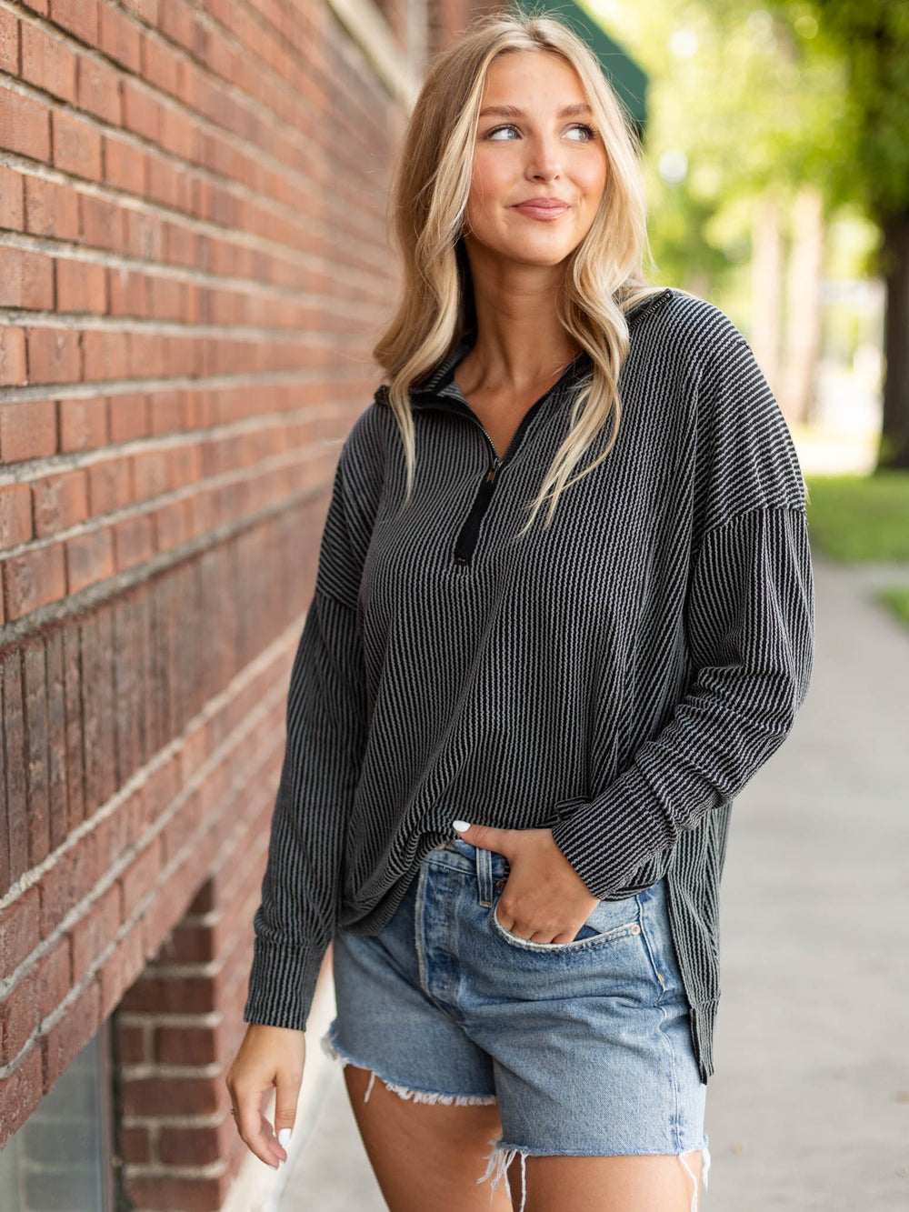 Ribbed Quarter ZipKnit tops