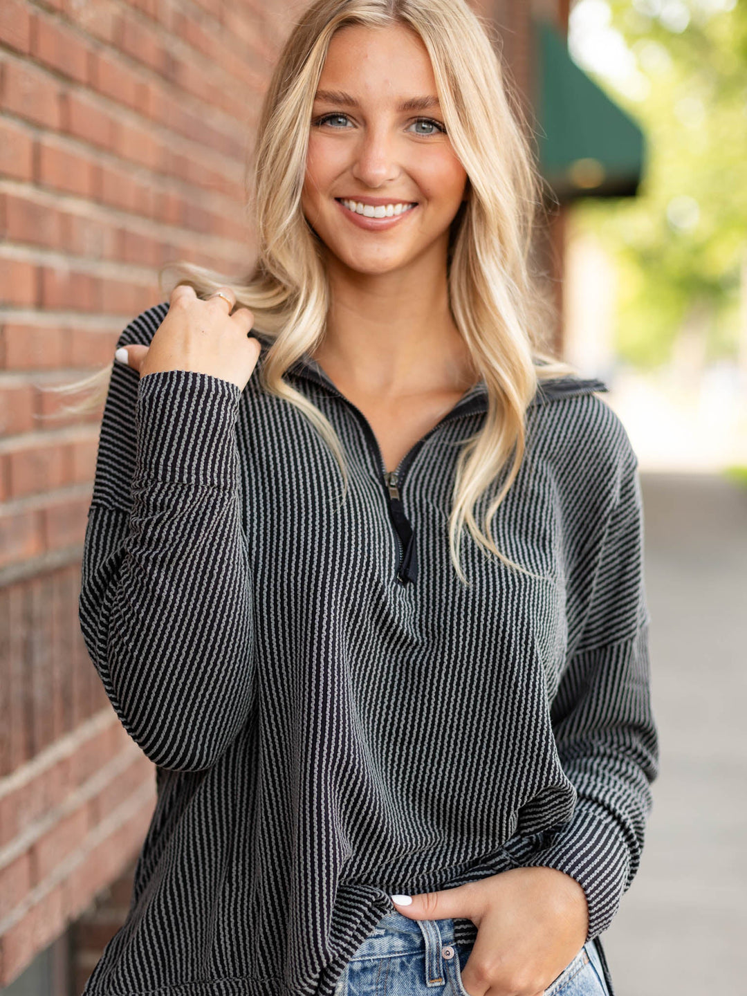 Ribbed Quarter ZipKnit tops