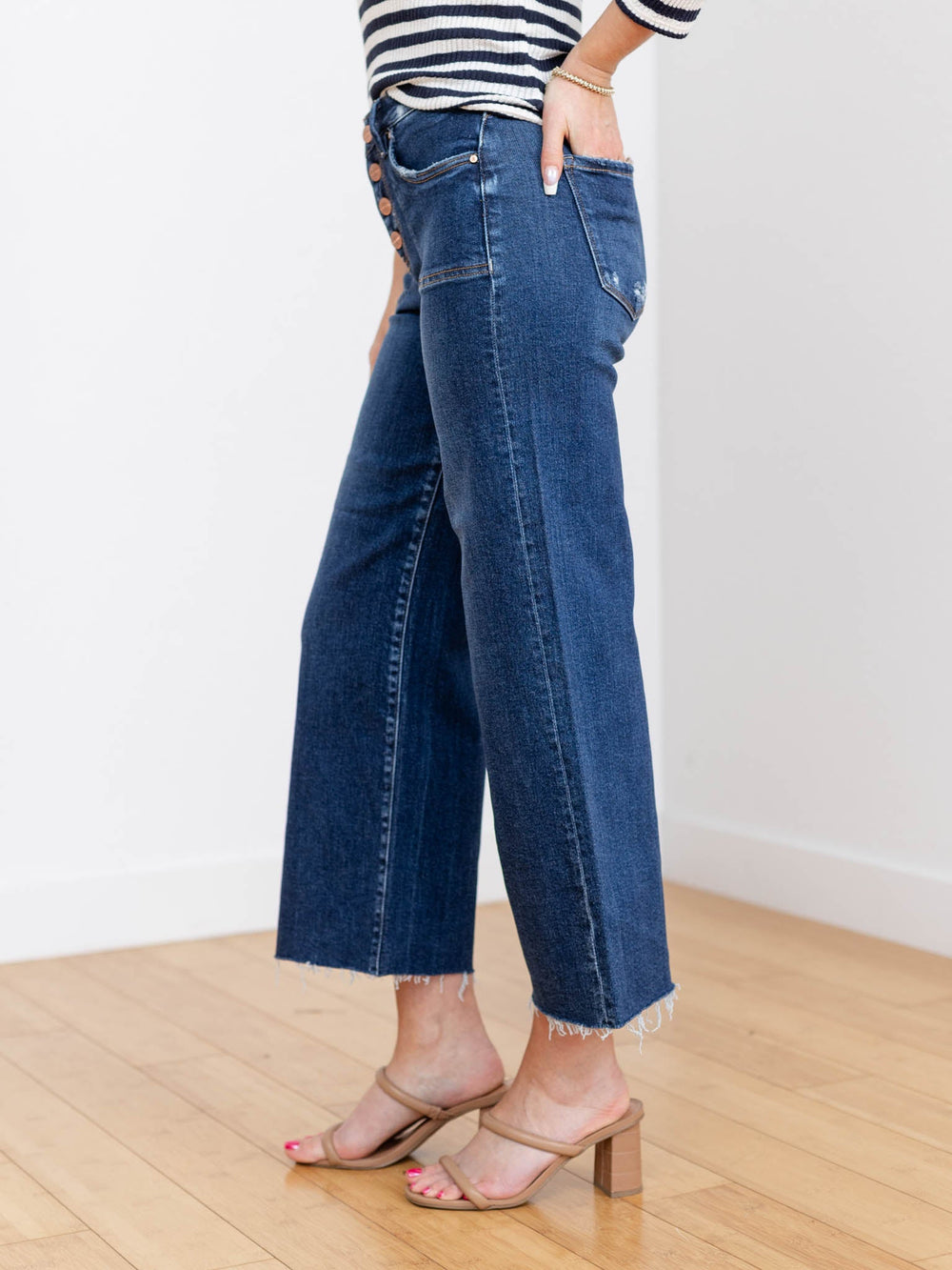 button front jeans