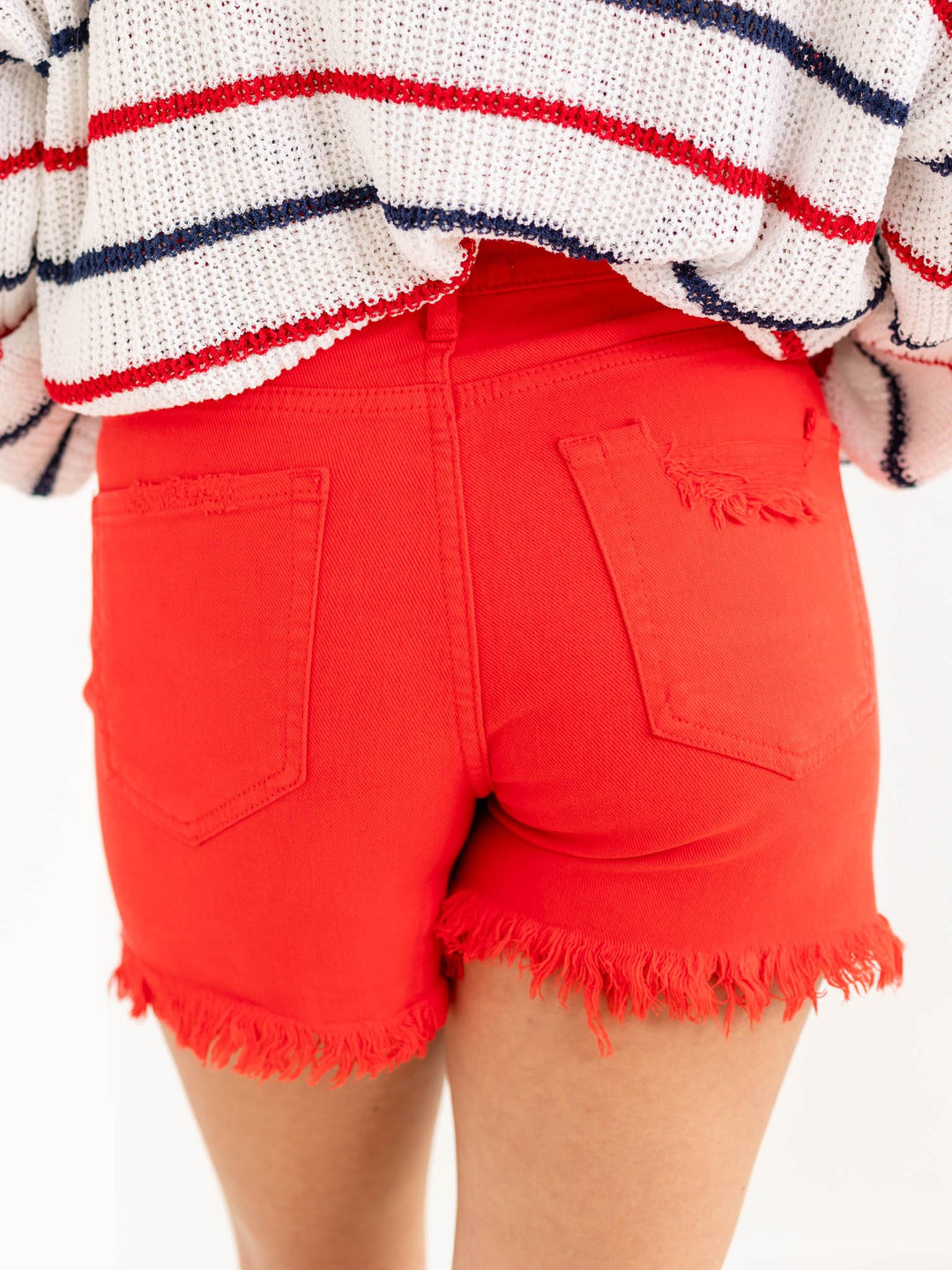 RISEN Fiesta High Rise Distressed Detail ShortsDenim Shorts/Skirts