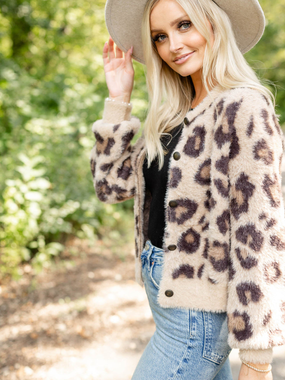 Skies Are Blue Leopard Fuzzy CardiganCardigans