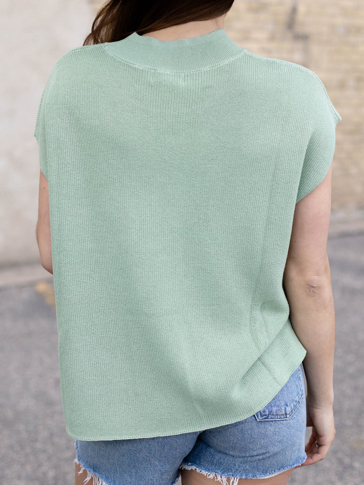 Solid Cap Sleeve Sweater TopSweaters