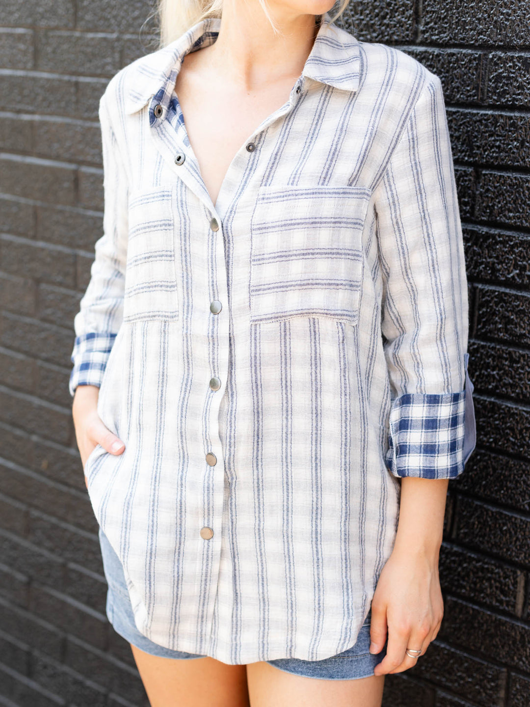 Stripe Gauze Shirt JacketWoven tops