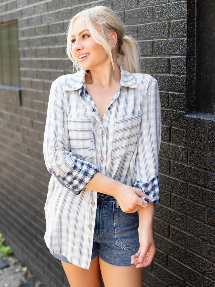 Stripe Gauze Shirt JacketWoven tops