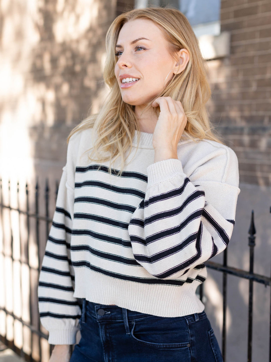 Striped Crop Sweater TopSweaters