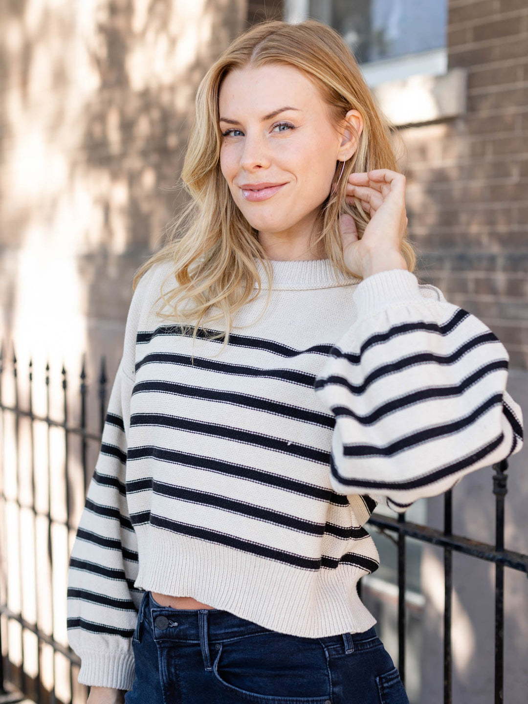 Striped Crop Sweater TopSweaters