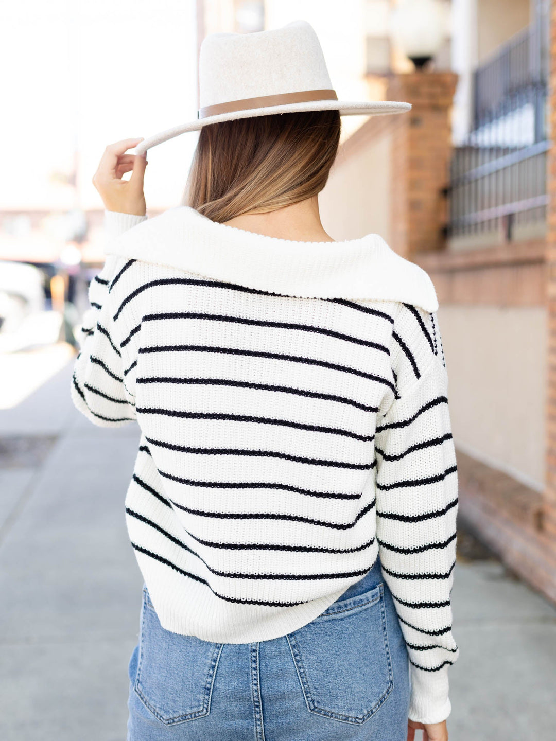 Striped Half Zip SweaterSweaters