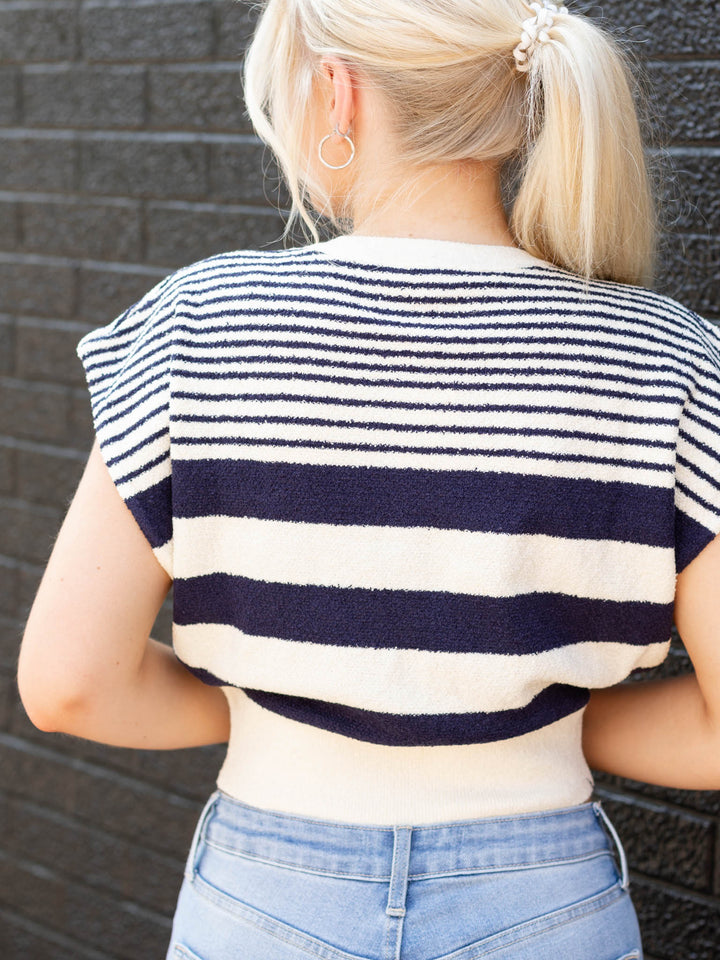 Summer Stripe Crop Knit TopKnit tops