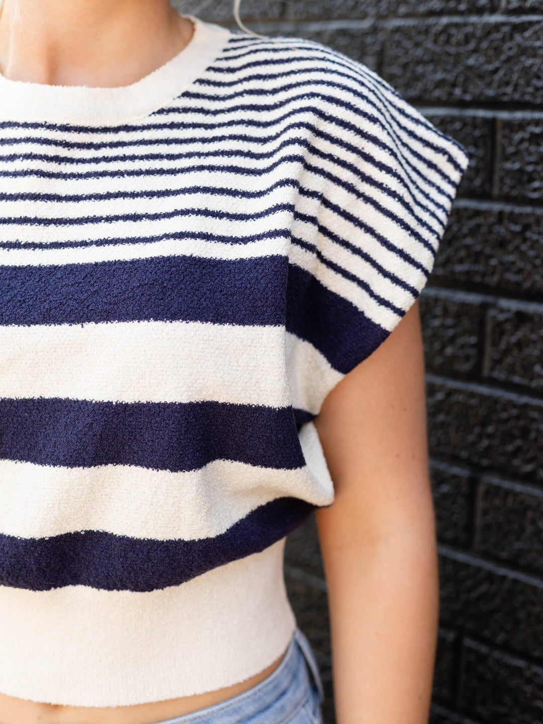 Summer Stripe Crop Knit TopKnit tops