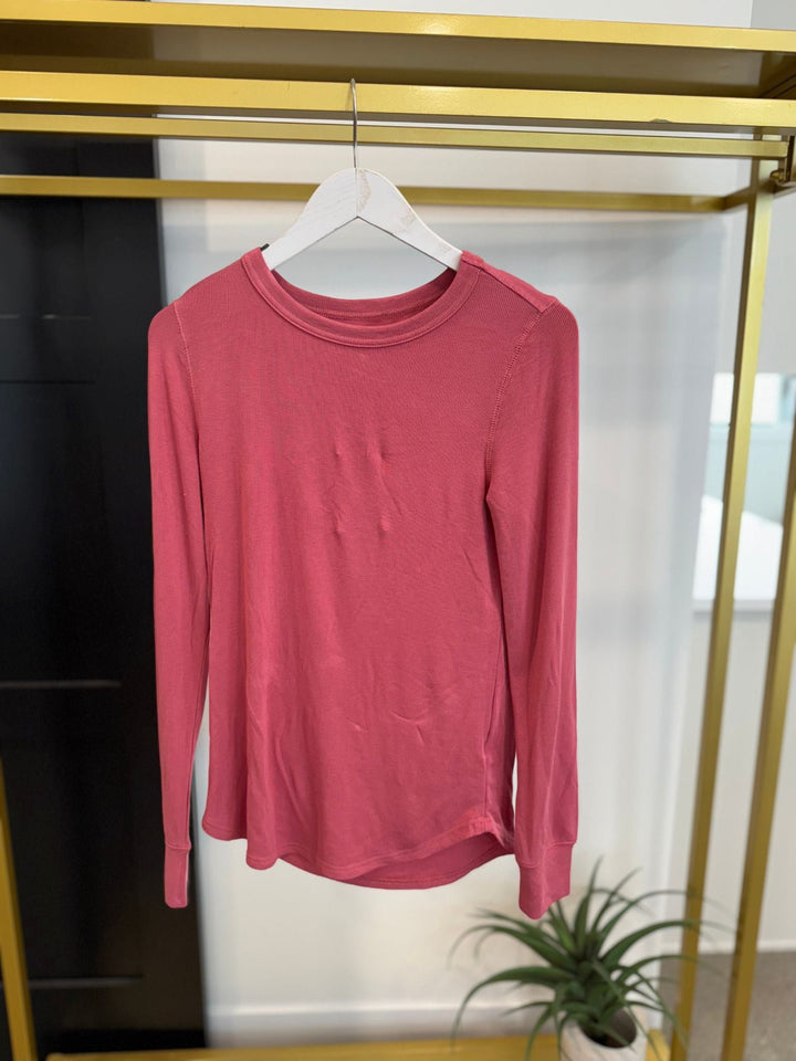 dark pink micro ribbed soft long sleeve