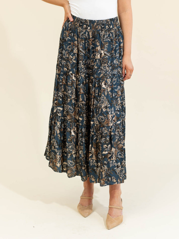 Tiered Printed Chiffon SkirtNon - Denim Shorts/Skirts