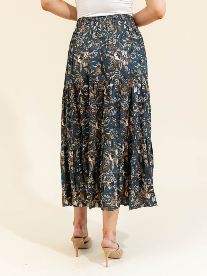 Tiered Printed Chiffon SkirtNon - Denim Shorts/Skirts