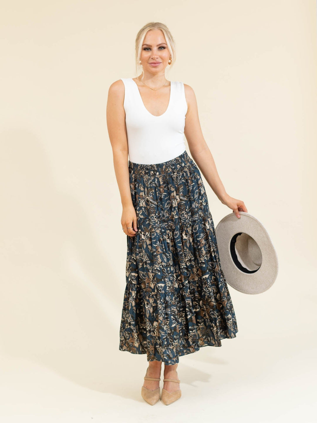 Tiered Printed Chiffon SkirtNon - Denim Shorts/Skirts