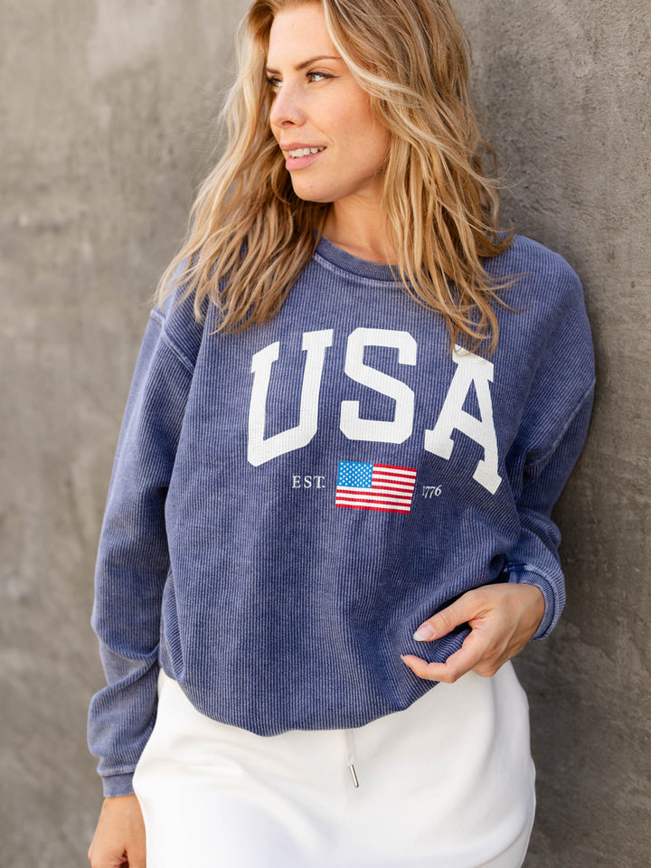 USA Est. 1776 Thermal Vintage PulloverScreen tees