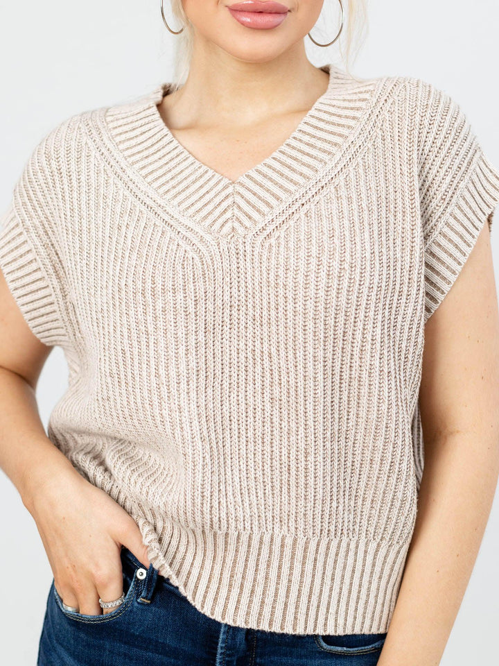 V - Neck Two Toned Sweater VestSweaters