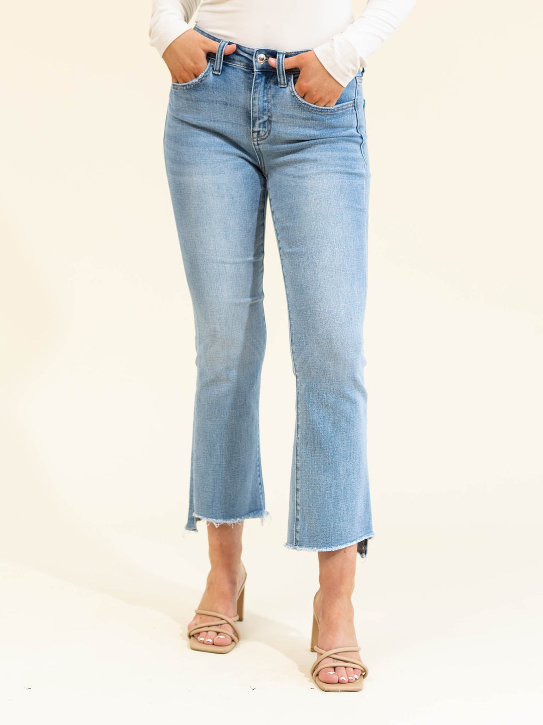 VERVET Striving High Rise Crop FlareDenim jeans