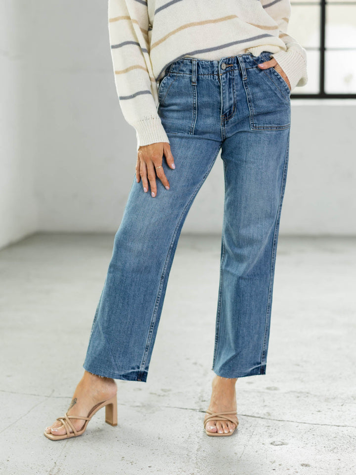 VERVET Yacht High Rise Crop Utility StraightDenim jeans