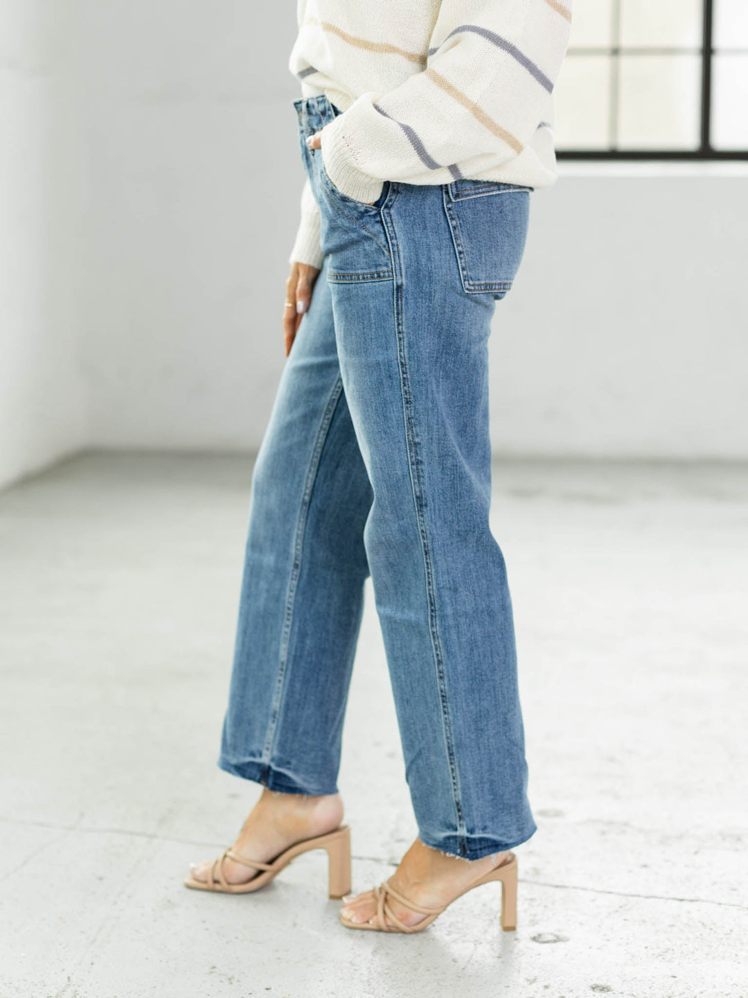 VERVET Yacht High Rise Crop Utility StraightDenim jeans