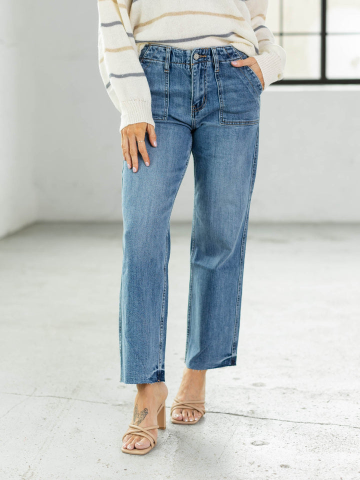 VERVET Yacht High Rise Crop Utility StraightDenim jeans