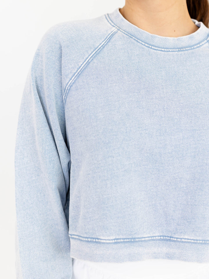 Z Supply Crop Out Knit Denim SweatshirtFleece