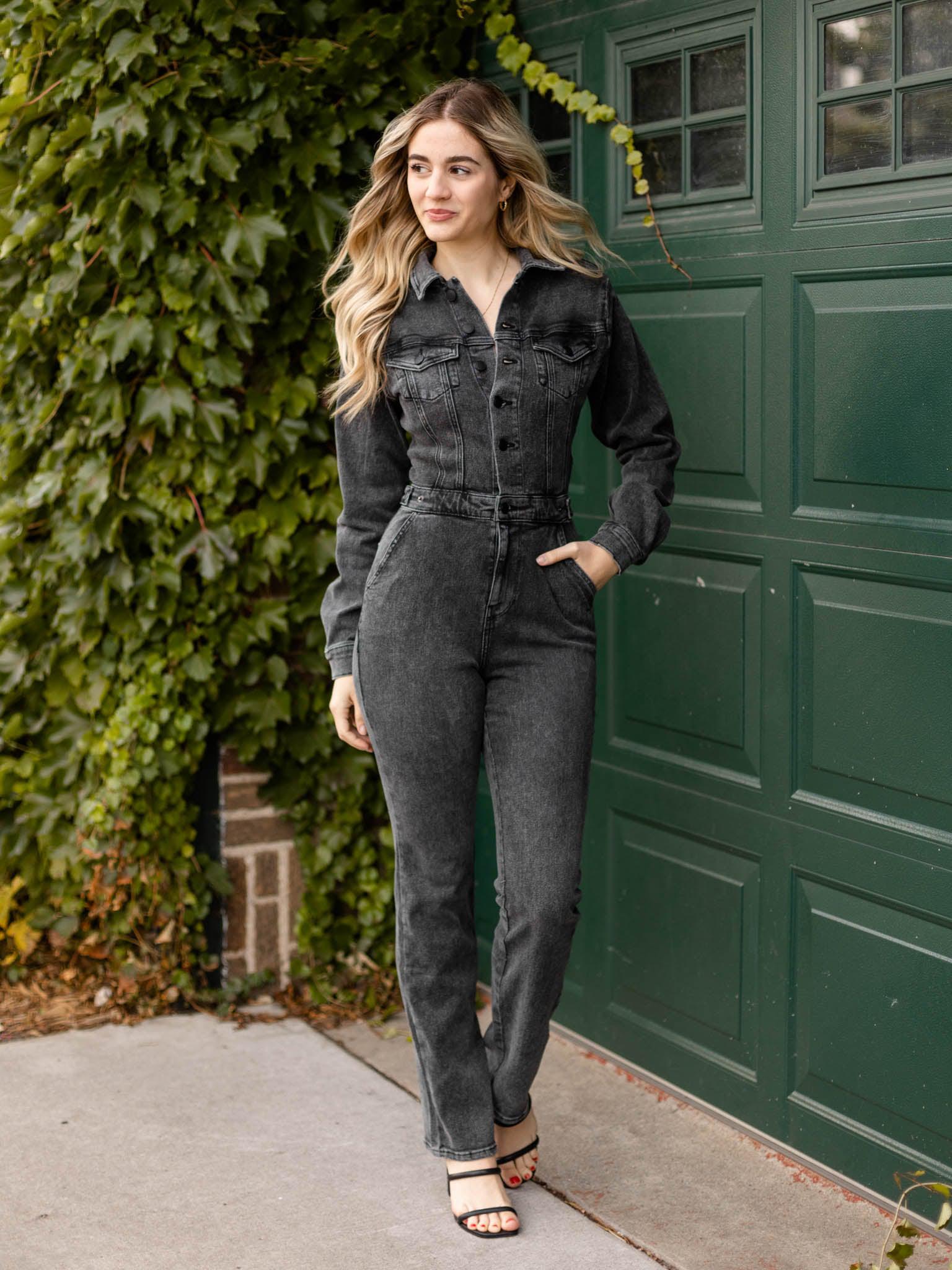 Good American Washed Black Body Jumpsuit
